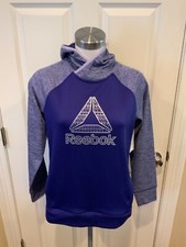 Reebok Youth Purple Heathered Logo Front Hoodie Sweatshirt, Size XL