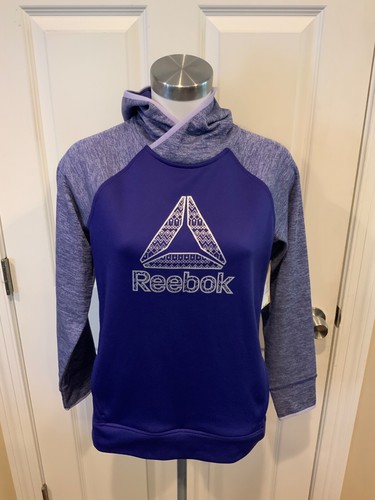 Reebok Youth Purple Heathered Logo Front Hoodie Sweatshirt, Size XL - Afbeelding 1 van 7