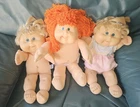LOT OF 3 VINTAGE CABBAGE PATCH DOLLS, 1978,1989,2005, RARE RED HAIR BRACES DOLL