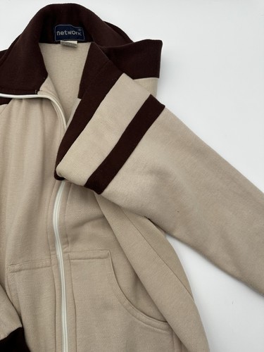 Vintage Brown And Beige Acrylic Jacket Full Zip / Pockets 70s 80s - Picture 7 of 10