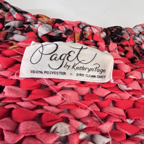 Camicetta vintage anni '70 "Paget by Kathryn Page" rossa in maglia all'uncinetto manica corta - Foto 2 di 8
