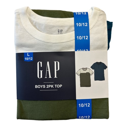 GAP Boy's 2-Pack Short Sleeve Pocket Tee & Henley Style Set (Polar Blue/Desert - Picture 1 of 2