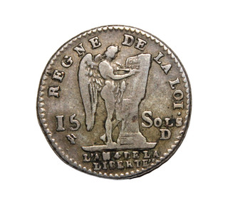 Rarissime 15 sols type Français Louis XVI de 1792 D (R3) Introuvable !