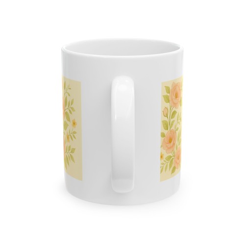 Floral Rosa Rosen Monogramm Keramik Tasse-Geschenk-Kaffeetasse, Tee 11 Unzen oder 15 Unzen - Bild 9 von 11