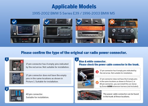 Radio GPS CarPlay Audio WiFi para BMW E39 M5 Car Play Stereo 7" E39X7 Android 14 - Imagen 6 de 21