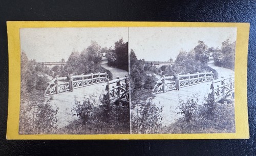 Stereoview Rustic Bridge Near West Side Central Park New York NYC Anthony 1863
