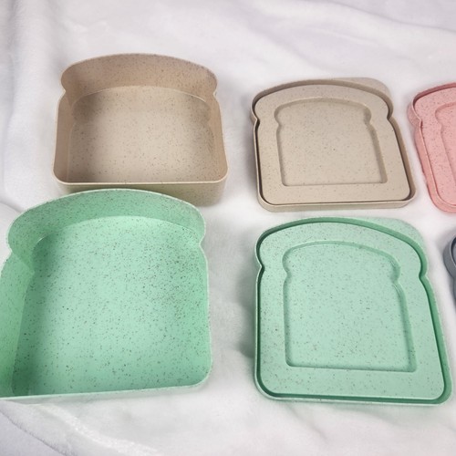 4 Sandwich Brotbehälter Kunststoff mit Deckel bunt - Bild 4 von 8