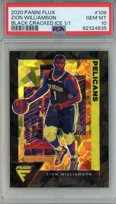 2020-2021 Panini Flux Zion Williamson 1/1 Black Cracked Ice PSA 10 Gem Mint