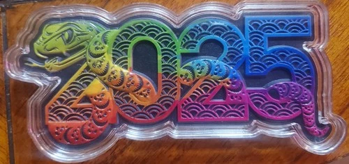 2025 Colorized Year of the Snake 10oz Fine Copper .999 Bar in Acrylic Capsule