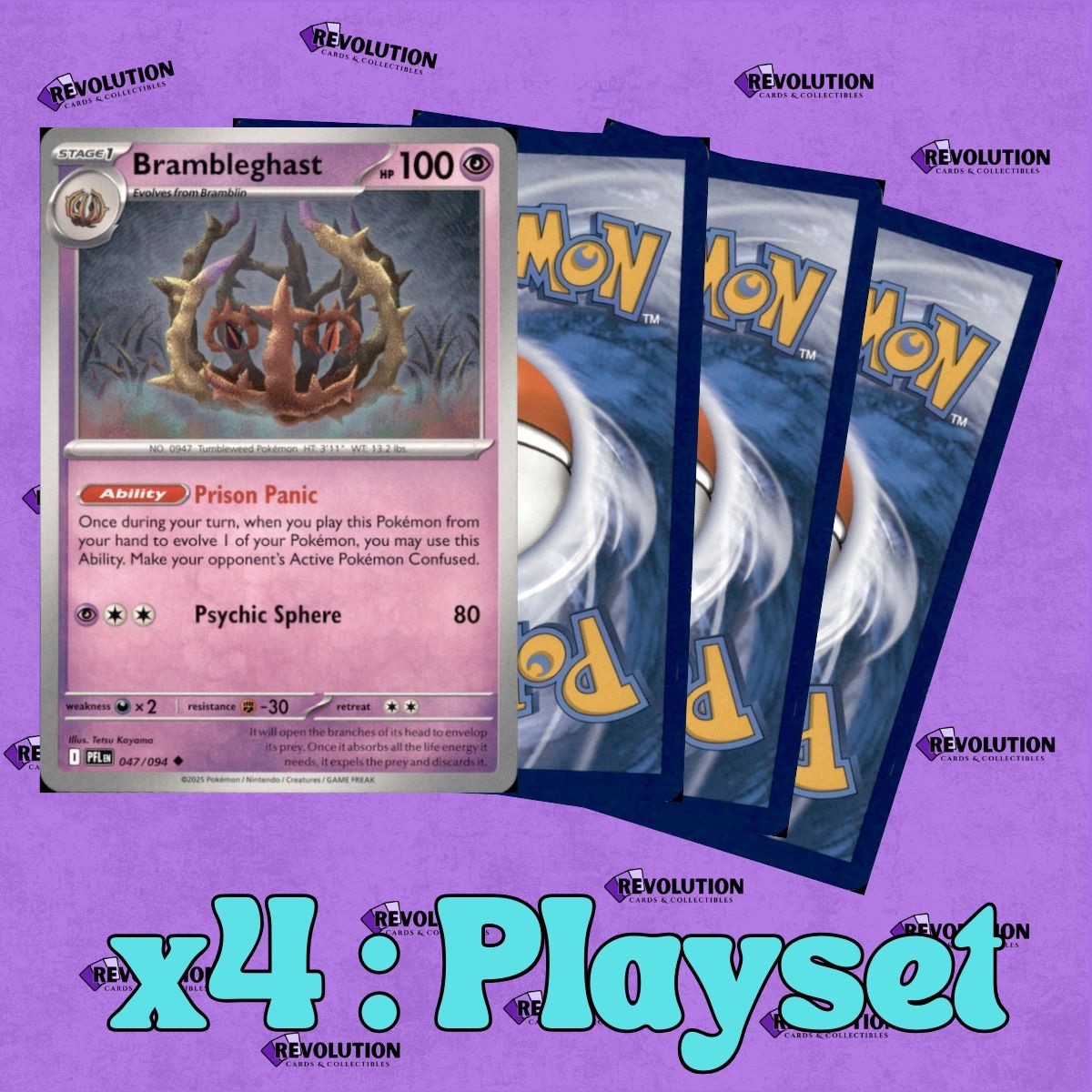 4x Brambleghast 47/94 Pokemon TCG *Playset*
