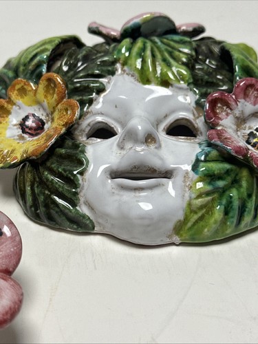 Vintage Bacchus Italian Made Majolica Four Seasons Wall Masks - Picture 8 of 15