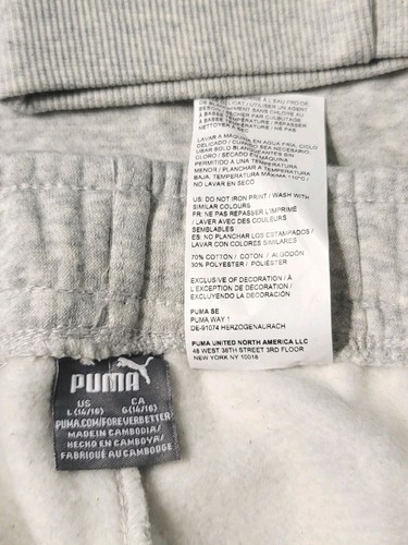 Puma Youth Boys L (14/16) Cotton Blend Midweight Joggers Fleece Lined Gray NWOT - Picture 9 of 11