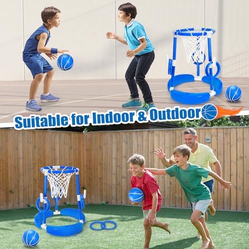 Pool Basketballkorb, 2-in-1 Poolside Floating Pool Basketball blau & weiß - Bild 5 von 8