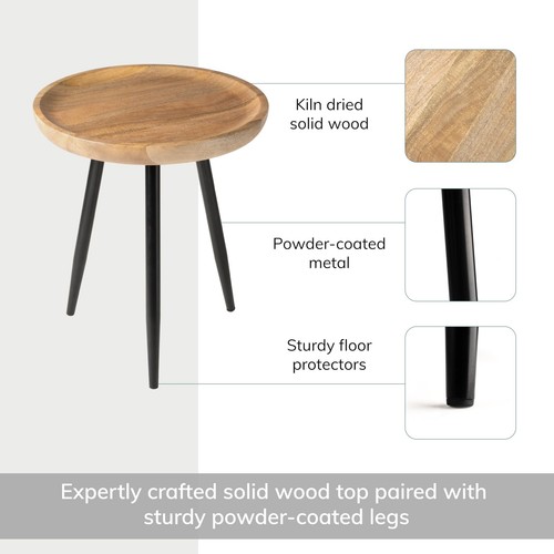 Oscar Mango Wood End Table.Exclusively Designed Hand-Crafted Small Nightstand... - Picture 3 of 7