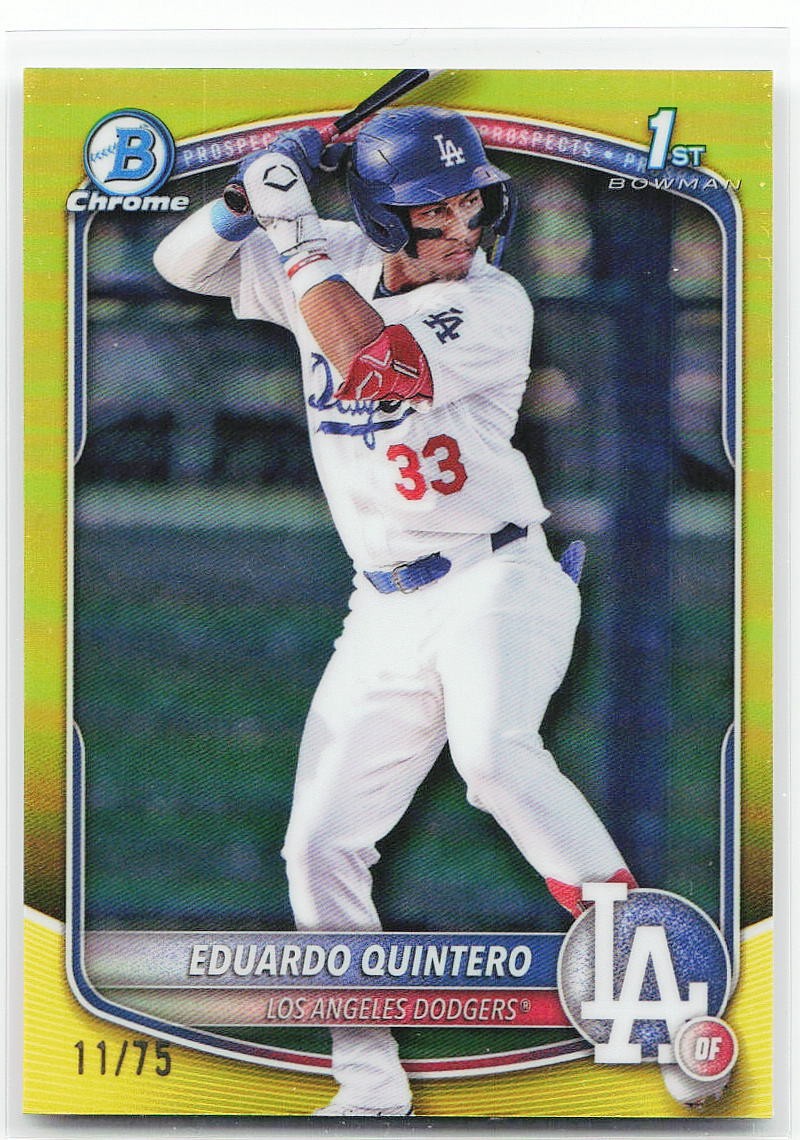 🔥 2025 Bowman #BCP-115 Eduardo Quintero Chrome Prospects Yellow Ref. #/75
