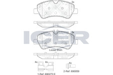 Bremsbelagsatz Hinten Lucas-Trw-System für Ford Tourneo Custom ab 11-> Icer