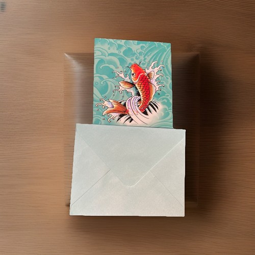 Ed Hardy New 2012 Note Cards & Envelopes SEALED Stationary Koi Fish 8 4x6 - Picture 4 of 4