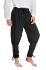 Mens Ankle Banded Pants Medieval Viking Navigator Renaissance Pants (L,Black)