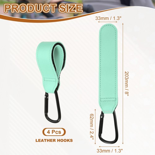 4 Pack Shopping Cart Hooks, Leather Shopping Cart Hooks, Light Green - Imagen 2 de 6