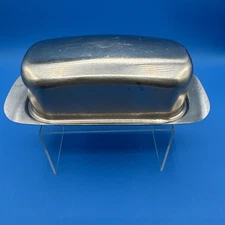 Vintage Gense Stainless Steel Sweden MCM Covered Butter Dish 18-8