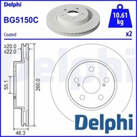 2X Bremsscheibe Delphi BG5150C 2 Bremsscheiben Vorderachse Vorne FüR Toyota