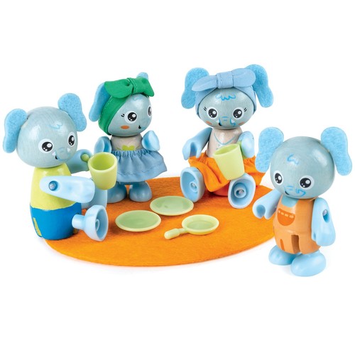 Hape: Wonderland Elephant Family - 4 Animal Articulated Figurines,Age 3+