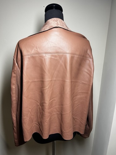 Bar III Women's Brown Leather Jacket Size 3X - Picture 3 of 12