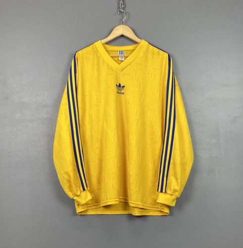 Vintage Adidas Long Sleeve Soccer Jersey Football Shirt Men’s Size L Yellow Top