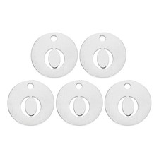 Alphabet Letter Charm Letter O 12mm(1/2") Round Alphabet Charm Silver Tone 5 Pcs