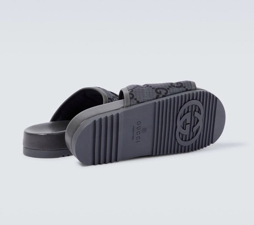 Gucci Herren GG LOGO Ripstop grau Pantoletten Sandalen 771466 Gr UK 8, US 8,5 $ 650 * - Bild 7 von 10