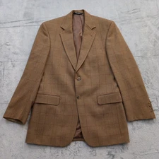Jos A Bank Gordon Blazer Mens 38 Brown Check Wool Two Button Ventless