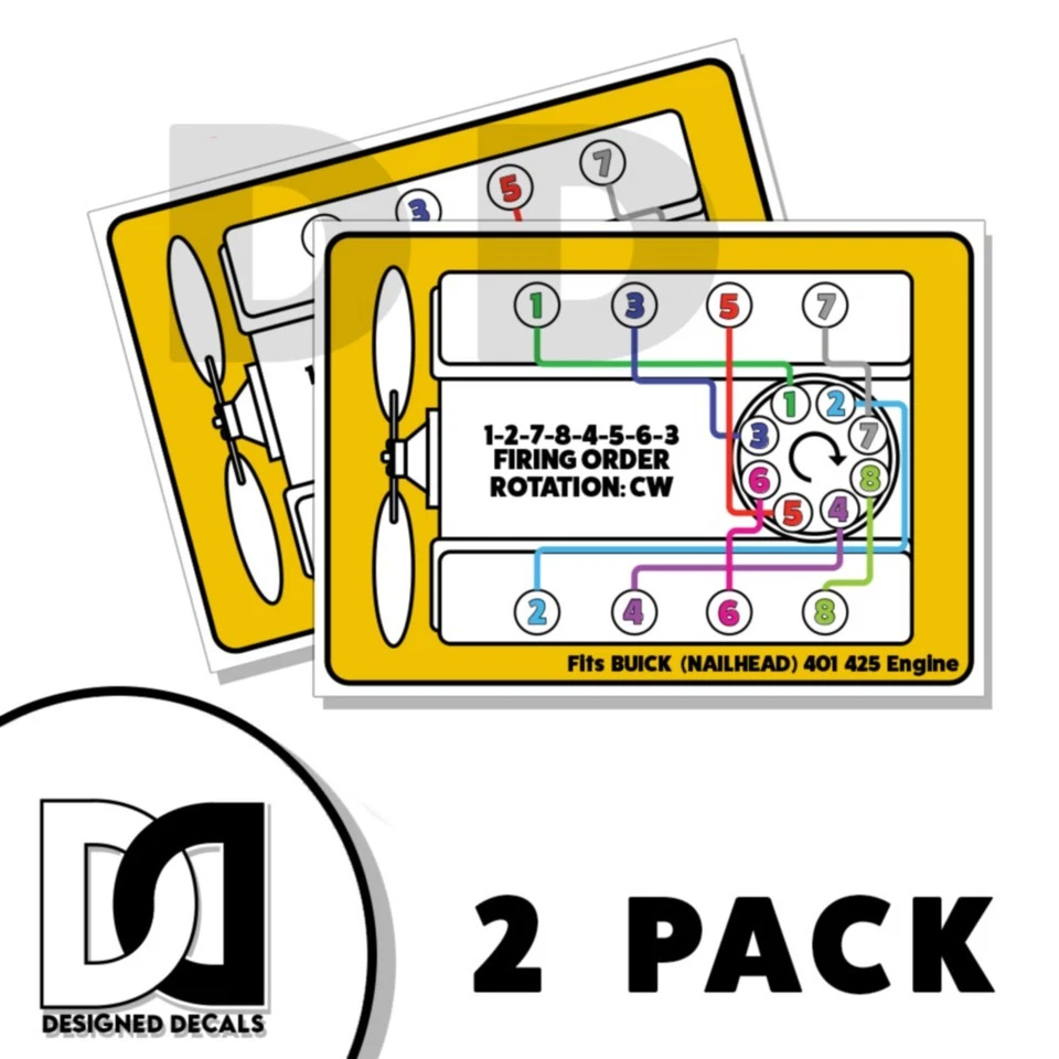 Calcomanía de pedido de disparo para motor de cilindro Buick V8 NAILHEAD 401 425 PAQUETE DE 2 Foto 2 de 3
