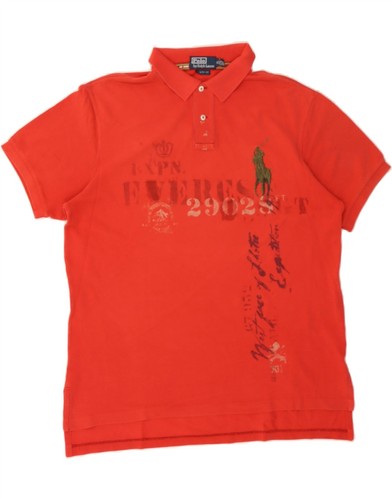 POLO RALPH LAUREN Herren Poloshirt Graphic Custom Fit XL Rot Baumwolle AY01