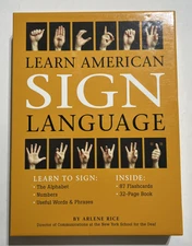 Learn American Sign Language Arlene Rice, Book & Flashcards, 2023, Open Box