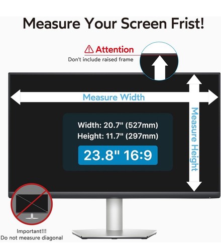 23.8” Privacy Screen Filter 2-Pack Anti Glare Blue Light for 16:9 Monitor Shield - 第 2/6 張圖片
