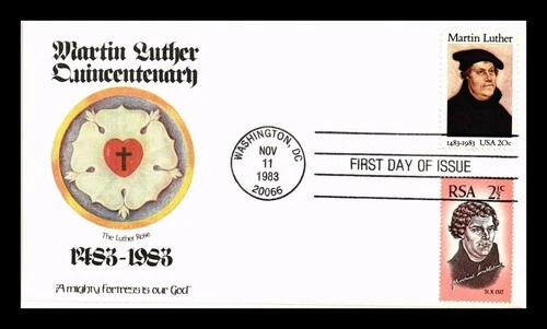 US COVER FIRST DAY OF ISSUE PANDA CACHETS MARTIN LUTHER QUINCENTENARY 1983