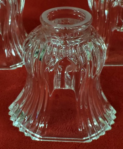 3 Vtg Clear Octagon Ribbed Glass Ceiling Fan Chandelier Wall Sconce Lamp Shades - Picture 2 of 8