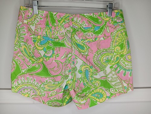 Lilly Pulitzer Callahan Shorts Size 4 Pink Green Monkey Tropical Print Preppy - Picture 2 of 7