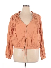 Love, Whit by Whitney Port Women Orange 3/4 Sleeve Blouse XL