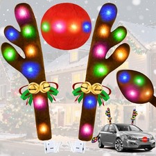 Christmas Car Decorations Reindeer Car Kit Antlers 2025, Jingle Bells Rudolph...