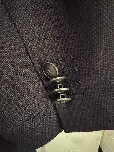 Joseph Abboud 48L Navy Blue Hopsack Reda Wool Silver Button Blazer Sport Jacket - Picture 4 of 8