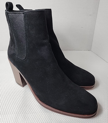 Vero Cuoio Italian Black Suede Sarla Bootie Heels 9.5 NWT 