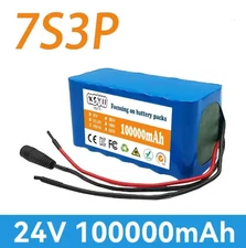 24V 100Ah 7S3P Rechargeable Li-ion Battery Pack 29.4V 30000mAh Electric Bicycle
