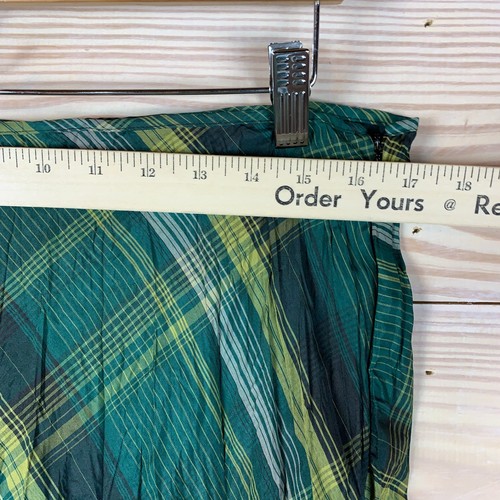 Falda TapeMeasure De Colección Mujer 14 Midi Y2K Verde A Cuadros Patada Plisados - Imagen 3 de 11