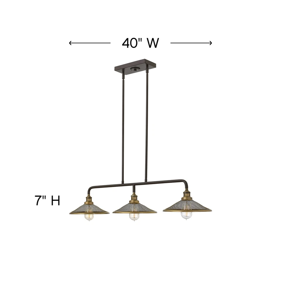 Lámpara de araña lineal Hinkley Lighting 4364 Rigby 3 luces 40" W - zinc envejecido Foto 3 de 4