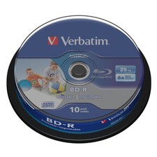 10x Verbatim BD-R Datalife 25GB Rohlinge 6x Schreiben bedruckbar Spindel Cakebox