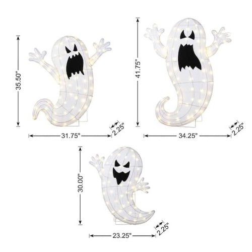 (3) Plug in-41.75 in. Lighted Halloween 2. 5D Ghosts Family Outdoor Decor W/ LED - Picture 6 of 9