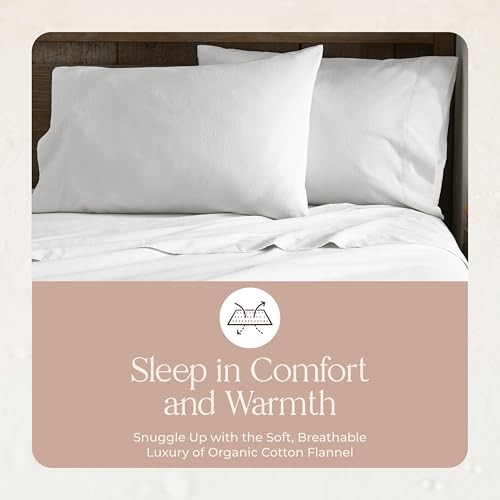 Organic Flannel Pillowcases Size Set of 2 - Ultra Comfortable 100% King White - Picture 5 of 8