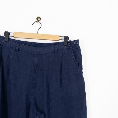 Pantalón de Lino Seasalt Trengwainton Talla 16 Azul Marino Azul Marítimo Botón Lateral - Imagen 3 de 13