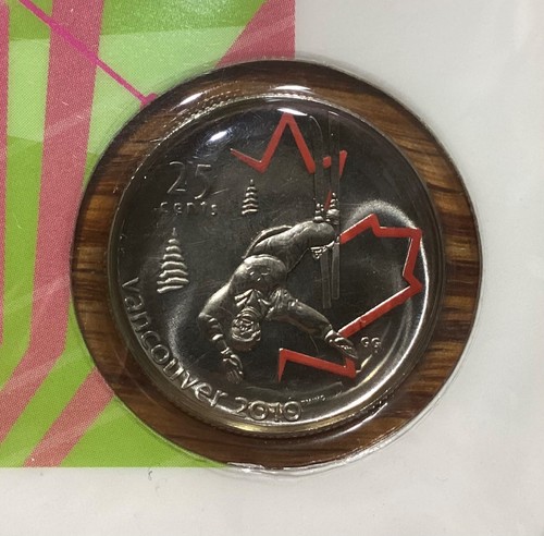 Canada 2008 25-cent Freestyle Skiing Painted Leaf Petro Canada Coin Card